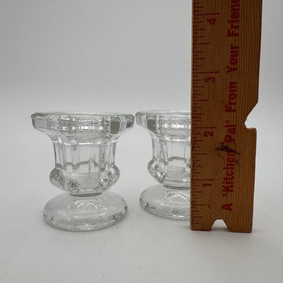 Candle Holders Glass Tapered Candles Set of 2 - Picture 3 of 3